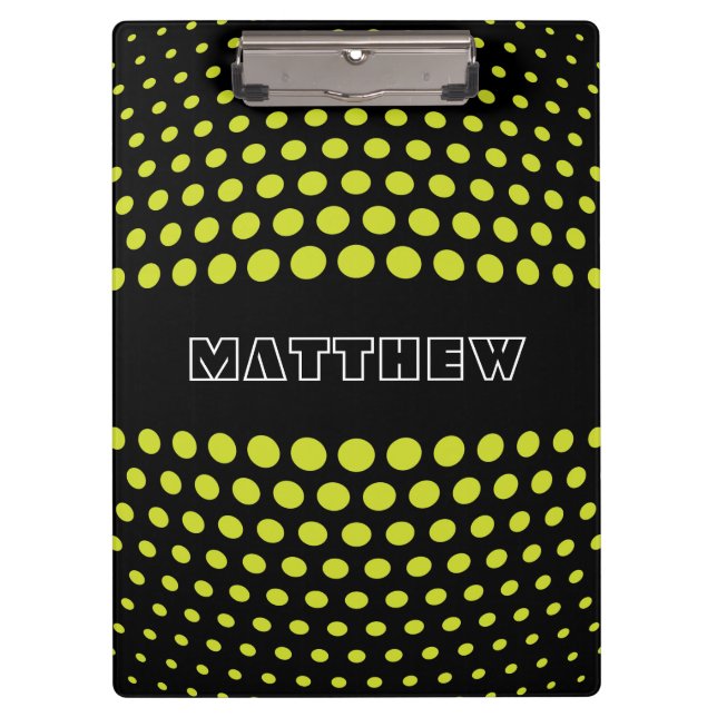 Elegant Acid Green Polka Dots Pattern Clipboard (Front)