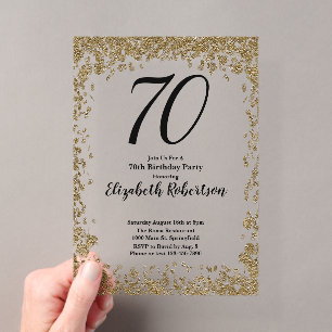 Elegant Acrylic 70th Birthday Invitation With Gold