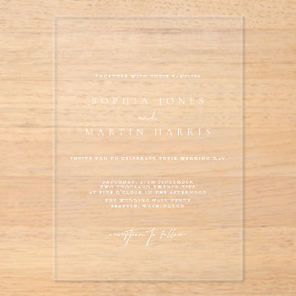 Elegant Acrylic Minimalist Wedding Invitation