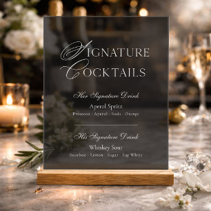 Elegant Acrylic Signature Cocktails Wedding Sign