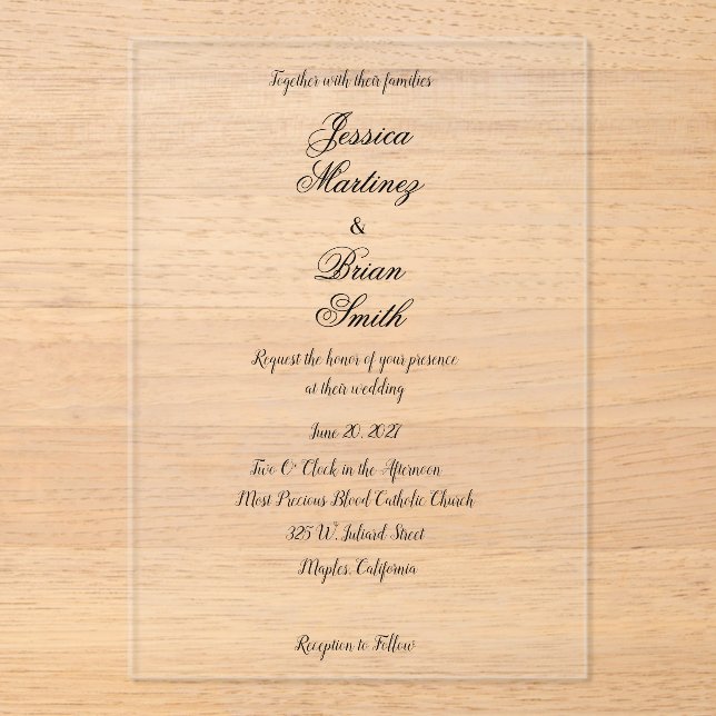Elegant Acrylic Wedding Invitation (Front)
