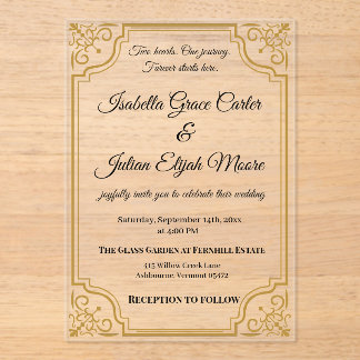 Elegant Acrylic Wedding Invitation with Gold Foil