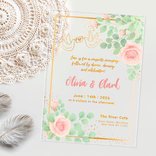 Elegant Acrylic Wedding with Floral Design Invitations