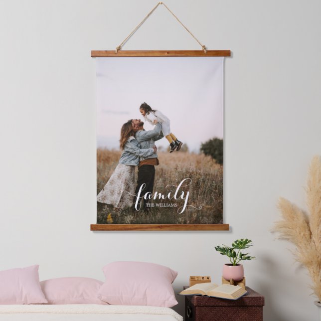 Elegant Add Your Own Custom Family Photo Hanging Tapestry (Bedroom)