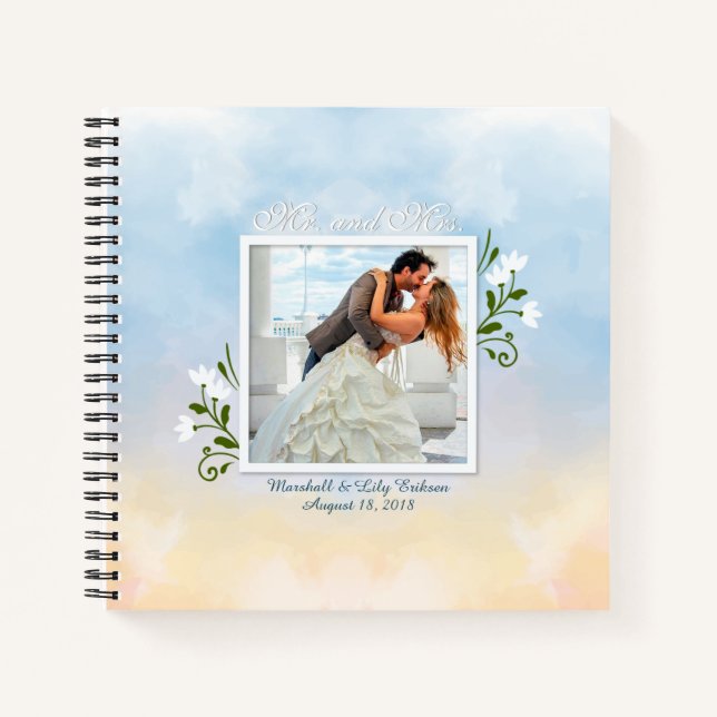 Elegant Add Your Own Photo Wedding Guestbook Notebook (Front)