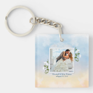Elegant Add Your Own Photo Wedding Keychain
