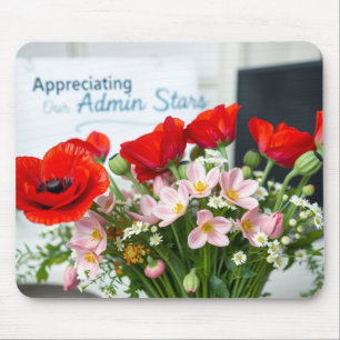 Elegant Admin Day Floral Thank You Design Mouse Pad