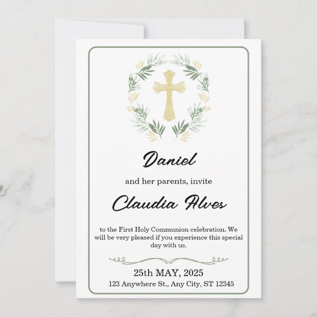 Elegant Adult Baptism Invitation (Front)
