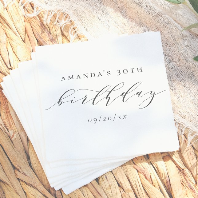 Elegant Adult Birthday Script Calligraphy  Napkin (Creator Uploaded)