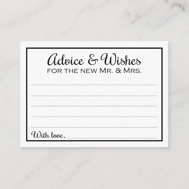 Elegant Advice and Wishes Mr and Mrs Wedding (Front)