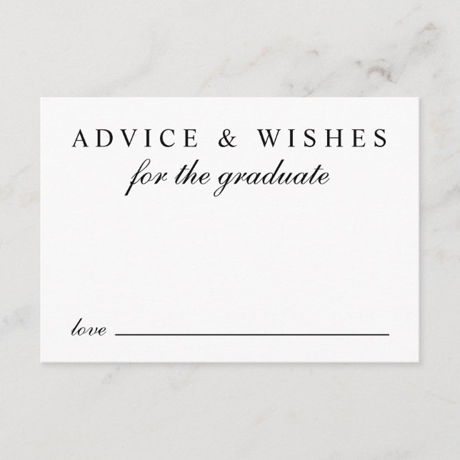 Elegant Advice For Grad Black Gold Graduation Enclosure Card (Front)