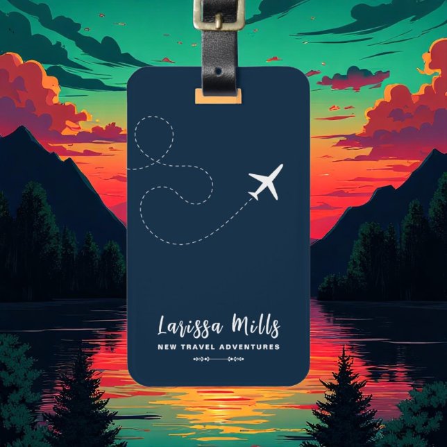 Elegant aeroplane with dotted route luggage tag (Creator Uploaded)