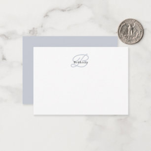 Elegant Aesthetic Calligraphy Muted Grey Monogram Card