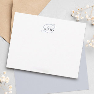 Elegant Aesthetic Calligraphy Muted Grey Monogram Card