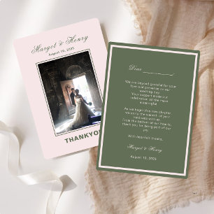 Elegant Aesthetic Modern Wedding Photo  Thank You Card