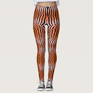 Elegant Aesthetic Orange & Black Tiger Skin Print Leggings
