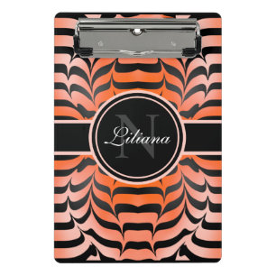 Elegant Aesthetic Orange & Black Tiger Skin Print Mini Clipboard