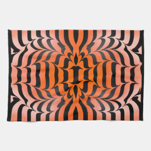 Elegant Aesthetic Orange & Black Tiger Skin Print Tea Towel