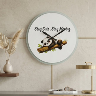 Elegant Aesthetic Panda Gift – Simple Minimal Cute Large Clock
