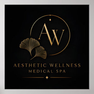 Elegant Aesthetic Wellness Clinic Monogram Logo Poster