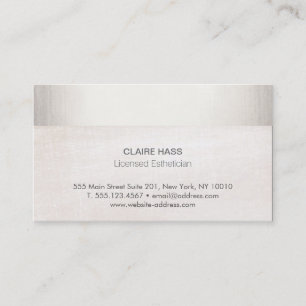 Elegant Aesthetician White Marble Silver Stripe Business Card