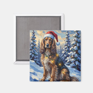 Elegant Afghan Hound Winter Wonderland Christmas Magnet