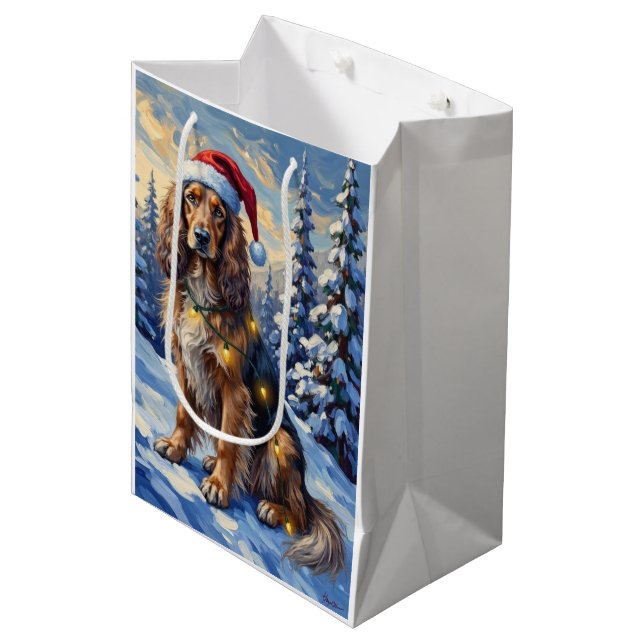Elegant Afghan Hound Winter Wonderland Christmas Medium Gift Bag (Front Angled)