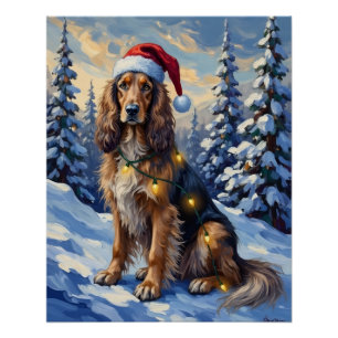 Elegant Afghan Hound Winter Wonderland Christmas Poster