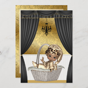 Elegant African American Ethnic Baby Shower Invitation