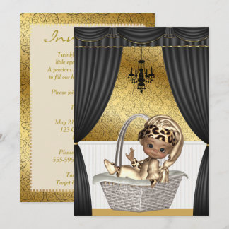 Elegant African American Ethnic Baby Shower Invitation