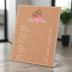 Elegant African American Nail Artist Manicurist Pedestal Sign