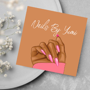 Elegant African American Nail Artist Manicurist Square Business Card