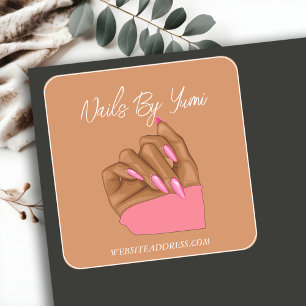 Elegant African American Nail Artist Manicurist Square Sticker