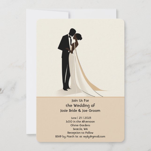 Elegant African American Wedding Invitation (Front)