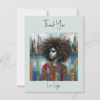 Elegant African American Woman Flat Thank You Card
