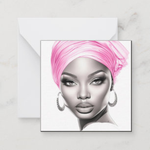 Elegant African American Woman in Pink Card