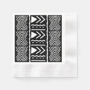 Elegant African Black Bogolan Design Paper Napkins