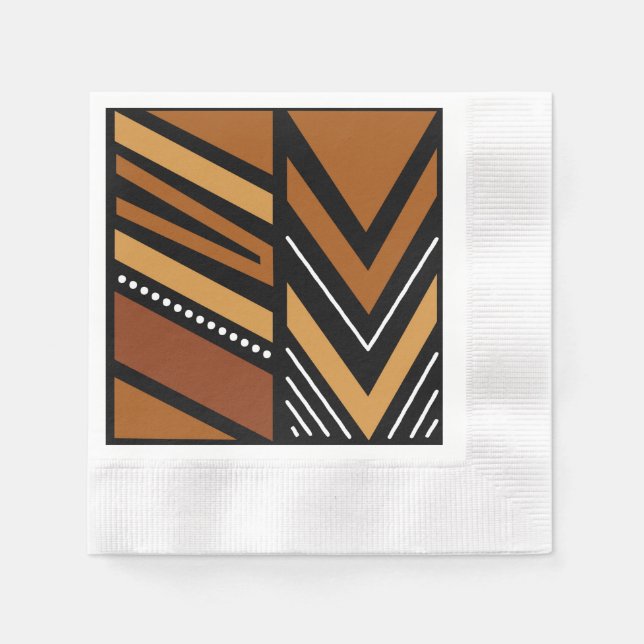 Elegant African Bogolan Design Paper Napkins (Front)