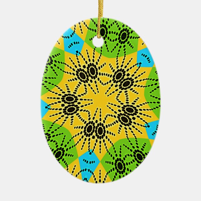 Elegant African-Inspired Spider Traditional Motif  Ceramic Tree Decoration (Front)