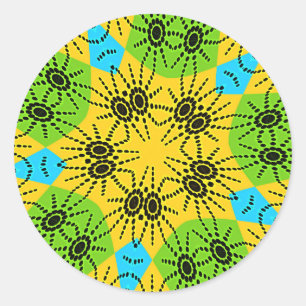 Elegant African-Inspired Spider Traditional Motif  Classic Round Sticker
