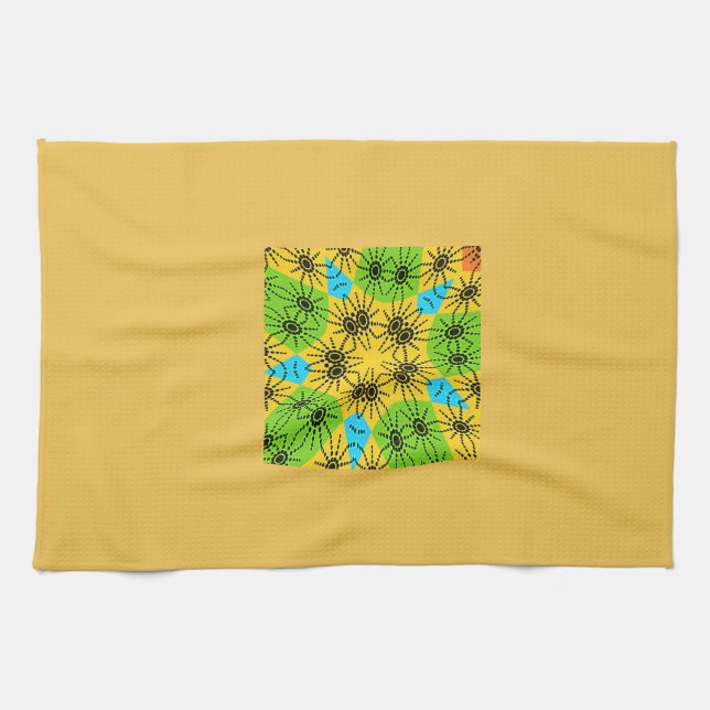 Elegant African-Inspired Spider Traditional Motif  Tea Towel (Horizontal)