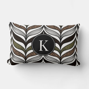 Elegant African Pattern with Custom Monogram Throw Lumbar Cushion