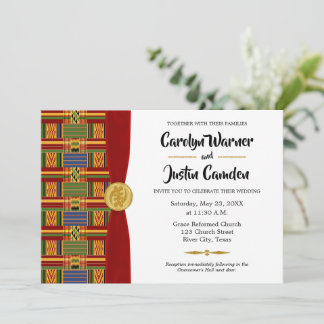 Elegant African Plaid Kente K84 Wedding Invitation