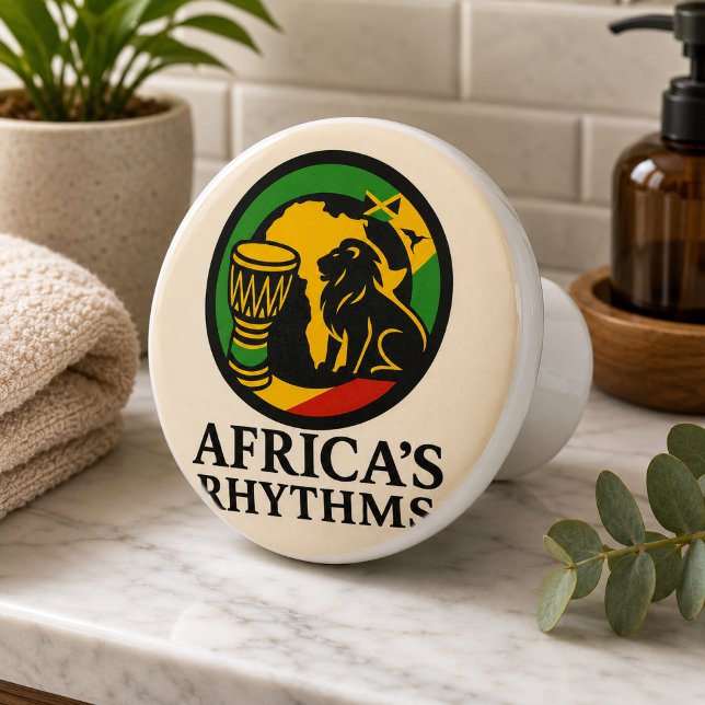 Elegant African Tribal Drum Dance Ceramic Knob (Creator Uploaded)