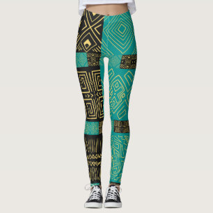 Elegant African Tribal Geometric Pattern  Leggings