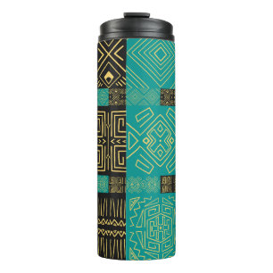 Elegant African Tribal Geometric Pattern Thermal Tumbler