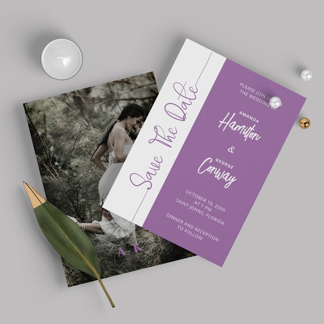 Elegant African Violet Save The Date Wedding Invitation (Creator Uploaded)