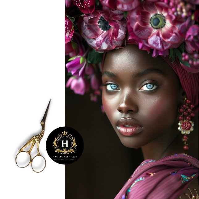 Elegant African Woman Burgundy Floral Decoupage Tissue Paper (Creator Uploaded)