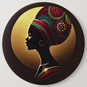 Elegant African Woman Portrait Illustration 6 Cm Round Badge