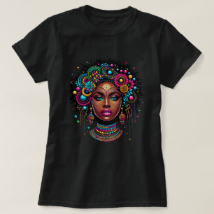 Elegant Afro American Black Girl with Bling  T-Shirt